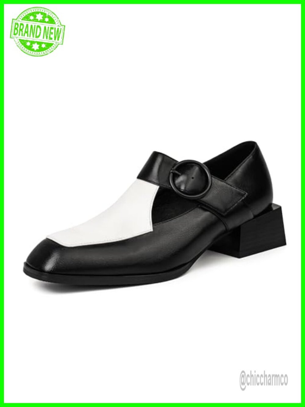 Women's Mary Jane Dress Shoes Vintage Loafers Low Block Heel Pumps with Buckle